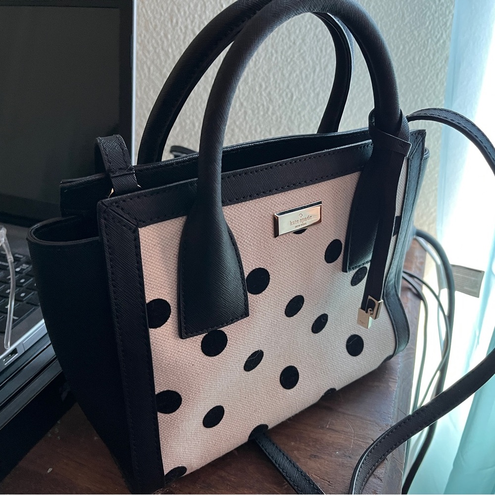 Kate Spade Black and Cream Polka Dot Satchel